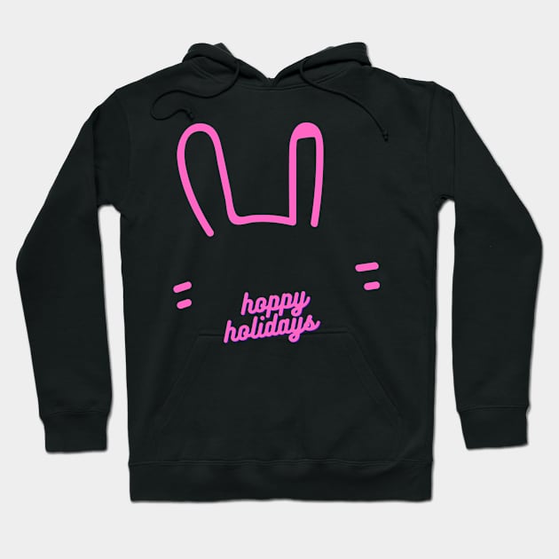 Christmas Rabbit Hoppy Holidays Rabbit Lovers Gift Bunnies Owners Hoodie by nathalieaynie